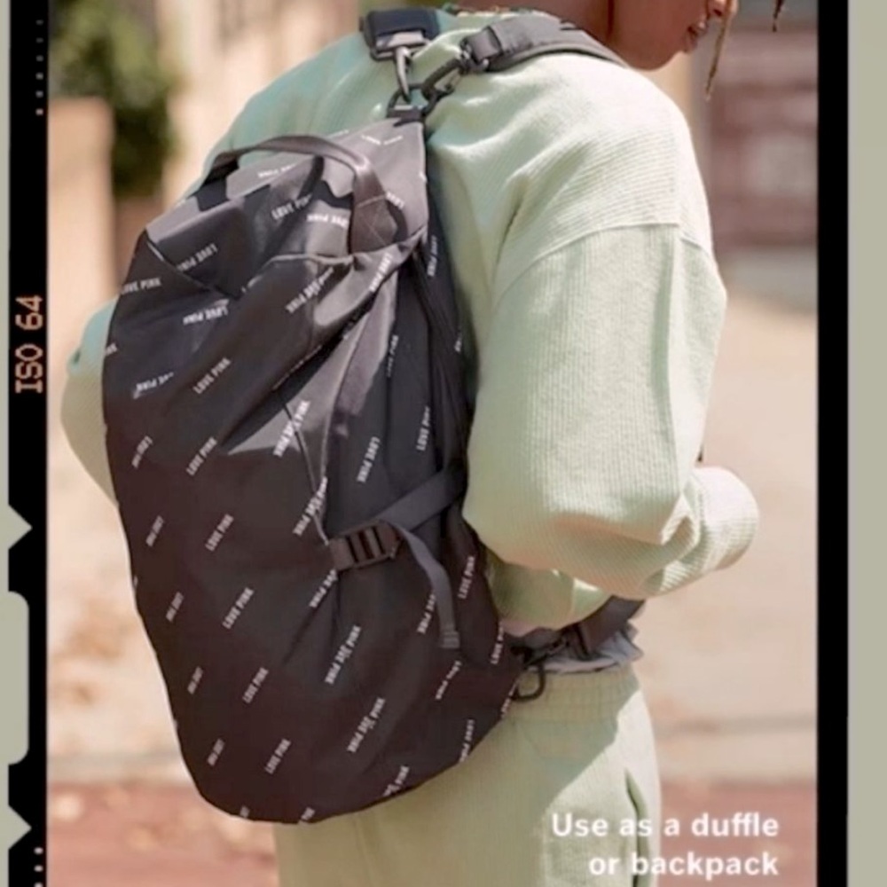 Victoria's Secret Backpack Campus‎ Duffel Bag Grey Love Pink Logo Convertible